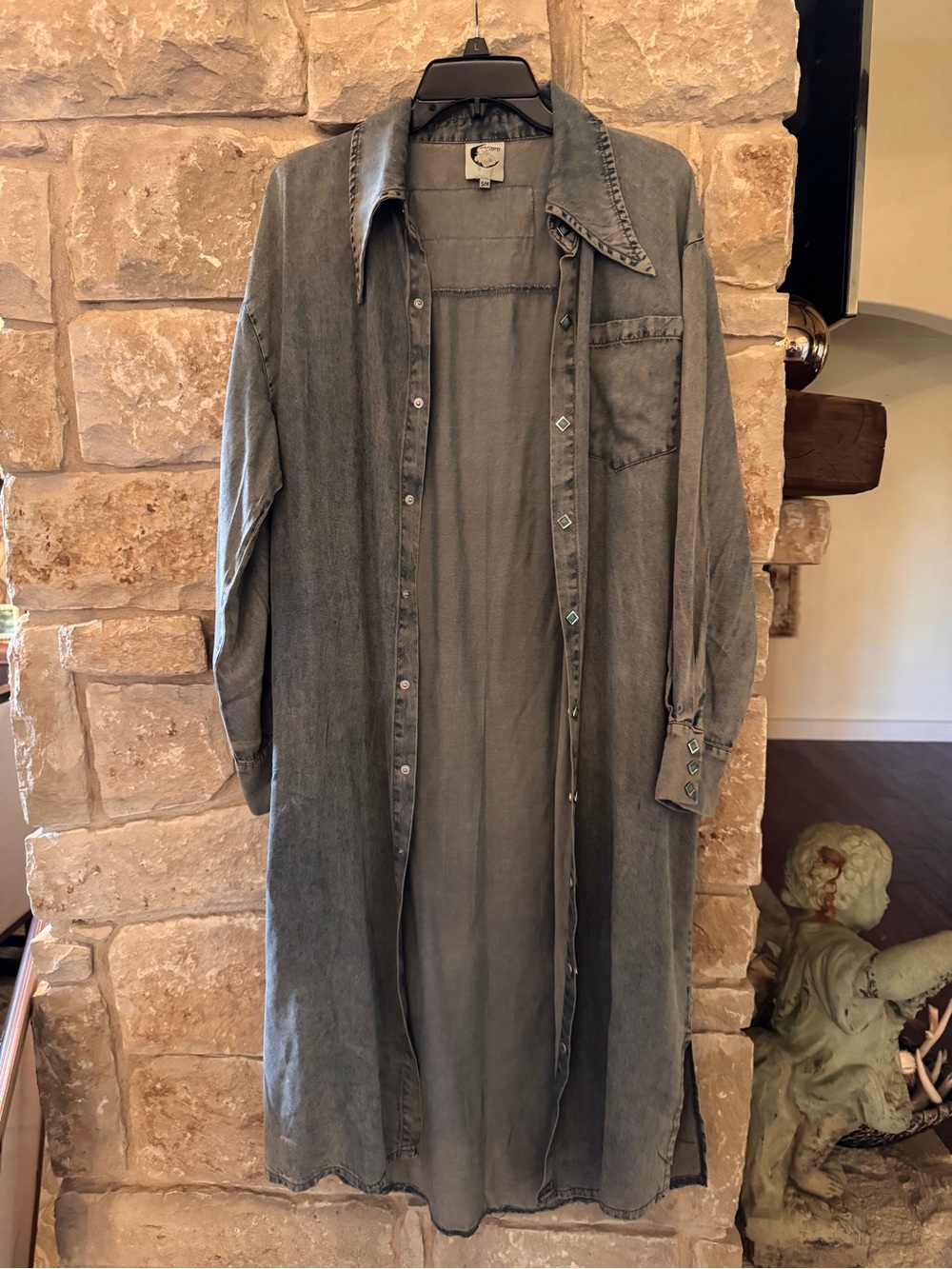 Jaded Gypsy denim Shirt Jacket with turquoise buttons